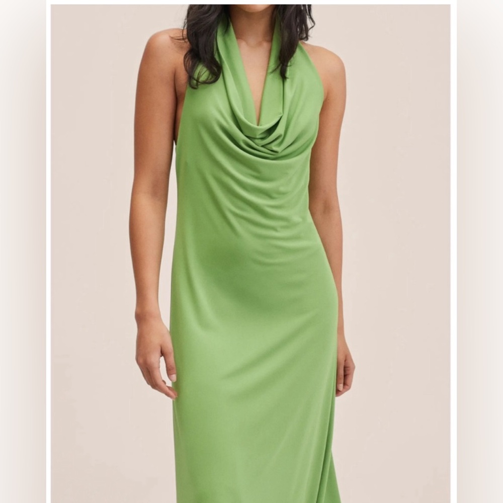 Mango halter dress green 8